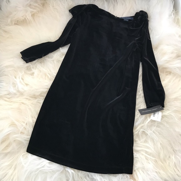 French Connection Auore Velvet 3/4 Sleeve Dress - Picture 2 of 8